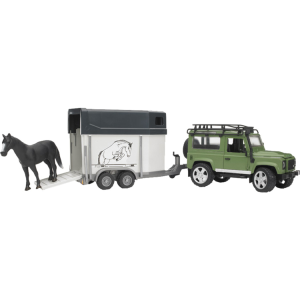 bruder Land Rover Defender met paardentrailer modelvoertuig