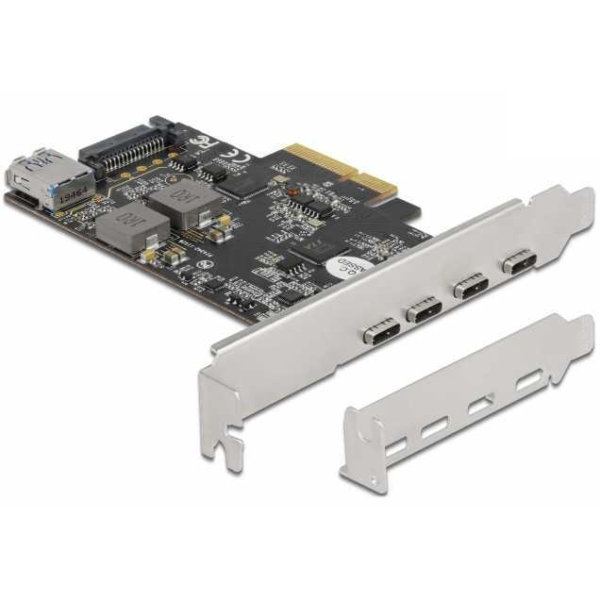 DeLOCK PCI Express x4 naar 4 x USB Type-C + 1 x USB Type-A - SuperSpeed USB 10 Gbps usb-controller