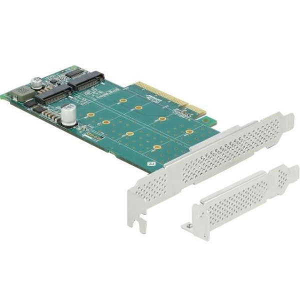 DeLOCK PCI Express x8 Card naar 2x internal NVMe M.2 Key M - Bifurcation controller