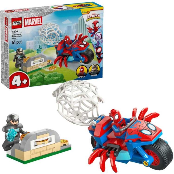 LEGO Marvel - Spidey op zijn motor vs. Rhino Constructiespeelgoed