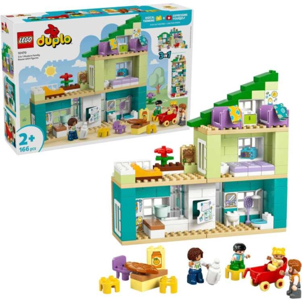 LEGO DUPLO - 3-in-1 modern woonhuis met figuren Constructiespeelgoed