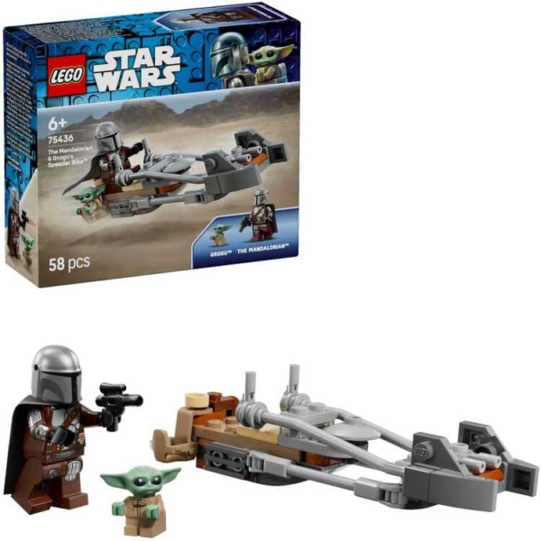 LEGO Star Wars - De Mandalorian en Grogu's speederbike Constructiespeelgoed