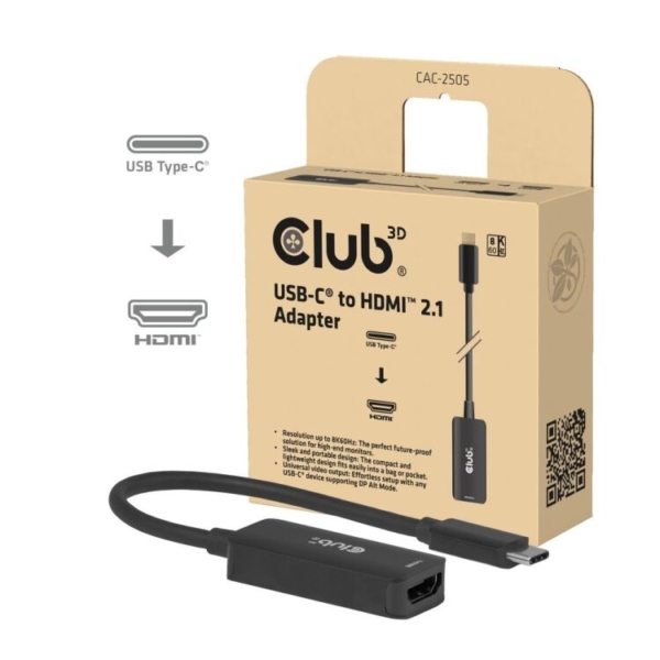 Club 3D CAC-2505 USB-C naar HDMI 2.1 Adapter 8K60Hz