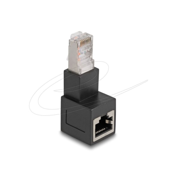 DeLOCK RJ45 plug to RJ45 jack Adapter Cat.6A 90° downwards angled